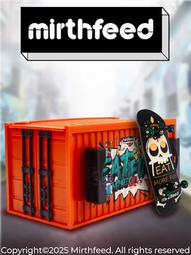 32mm Pro Fingerboard Complete Set | Bearing Wheels | 5 Ply Maple Deck | Anti Skid Grip Tape | Complimentary Tool | Concave Shape - color: Fun Box a : Skater Skull