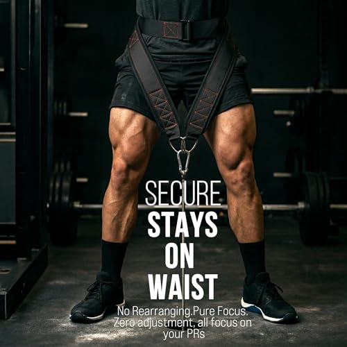 Heavy-Duty Belt for Belt Squats, Weight Training Rack Attachment, Squat Machine Accessory, Strength Training Equipment - color: Black
