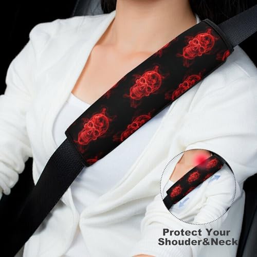 2 Pack Red Skull Car Seat Straps Shoulder Pads Universal Soft and Comfortable Seat Belt Cushion for Adults and Children, Stroller Pushchair High Chair - color: Pattern 920