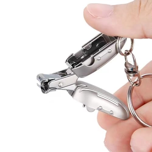 Stainless Steel Nail Clipper Keychain Suitcase Shape Nail Cutter Car Keyring Foldable Portable Repair Finger Tools - color: Silver