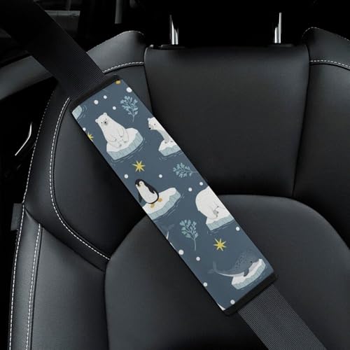 2 Pack Blue Mustard Cute Animals Narwhals Polar Bears Car Seat Straps Shoulder Pads Breathable Shoulder Protector for Elderly Support, Most Cars, Pressure Relief - color: Pattern 1063