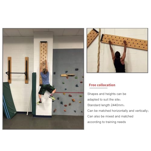 96inchs Climbing Pegboard, Wall-Mounted Climbing Board, Sturdy Birch Wood Pegboard Climbing Wall with Wooden Dowel Pegs, 35 Staggered Climbing Holes，Freely Combinable, Three-Part