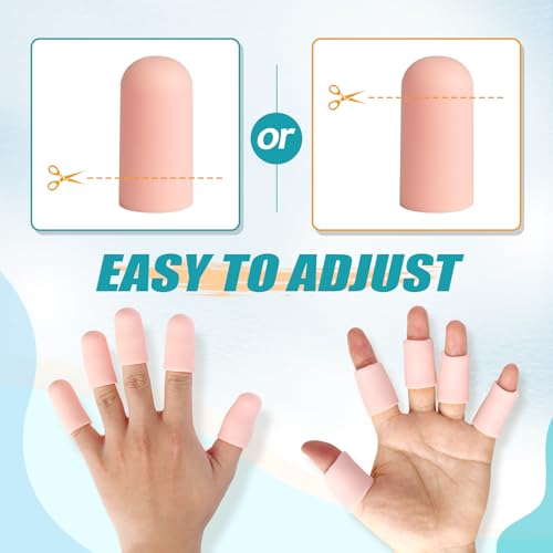 Pnrskter Silicone Finger Protectors - 8 Pcs Finger Cots Sleeves, Medium | Silicone Material, Nude Medium, Soft Finger Sleeves, For Arthritis, Eczema, Cracked Fingers & Daily Protection