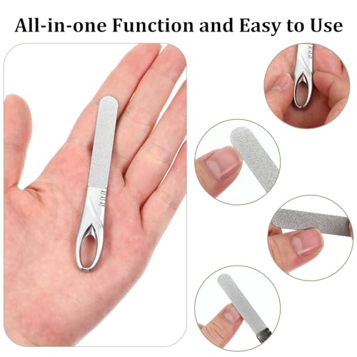 2 Pack Metal Nail File with Case, Stainless Steel Nail File for Men, Double Sided Metal Fingernail Files (Silver, Black)