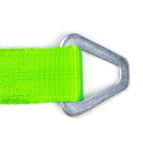 VULCAN Car Tie Down Axle Strap with Wear Pad - 2 Inch x 22 Inch - 4 Pack - High-Viz - 3,300 Pound Safe Working Load - size: 2" x 22" Hi Viz Green (4 Pack)