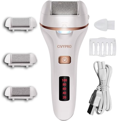 Electric Callus Remover for Feet, Long Service Time Foot Scrubber, Rechargeable Electronic Foot Files, Professional Pedicure Tools Pedicure Kit Feet Care for Crack Heel, Women Gift (White) - color: White