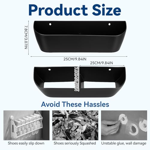 8 Pack Wall Mounted Shoes Rack with Sticky Hanging Strips, Space Saving Hanging Shoe Rack No-Drill Shoe Holder for RV Campers Door Closet