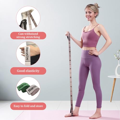 Yoga Stretch Strap for Flexibility, 2 Pack – 10 Loops Stretching Strap for Yoga, Pilates & Physical Therapy, Elastic Non-Slip Nylon Fabric, 8 ft Length