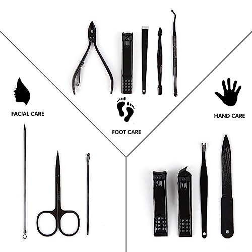 Nail Kit, Manicure Kit, Nail Care Kit for Men, Manicure Pedicure Set, Nail Clippers Toenail Clippers Kit, Professional Manicure Kit Pedicure Kit, Blue Travel Case, Set of 12. - color: A-dark Blue