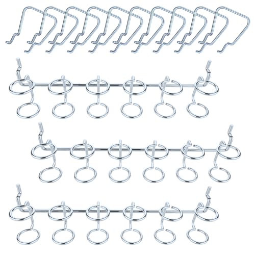 13Pcs Pegboard Screwdriver Pliers Holders Set Contains Double Loop Shelving Display Organizer Hooks and Multi Ring Peg Board Hanging Hook for Shop Store Supermarket