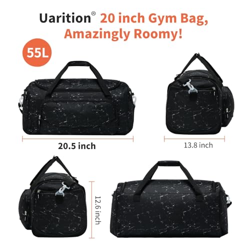 Uarition Men's Large Duffle Bag, 55L Heavy Duty Gym Bag for Sports, Workout, and Travel - Durable Duffel Gear Bag in Marble Black - color: Marble Black