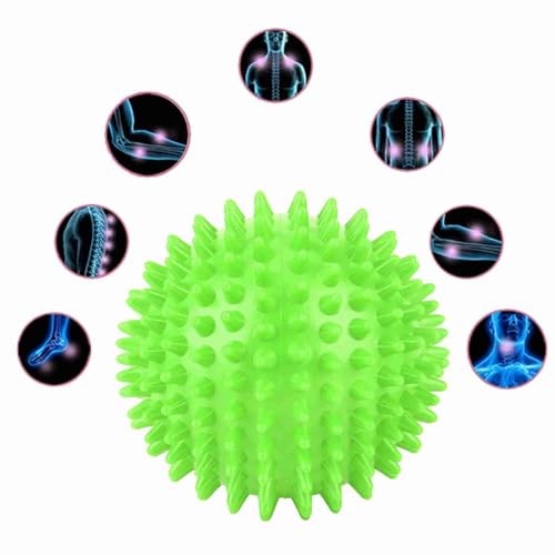 2Pcs Spiky Hard Massage Balls,Soft Spiked Manual Massager Rollers Body Spiky Balls Fitness Finger Relax Tool for Plantar Fasciitis Exercise Back Feet (Large Size 9cm) - color: Green, size: Large size 9cm
