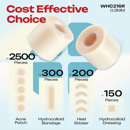 LIFARA Hydrocolloid Roll for Wound Care - Cut-to-Size, Hydrocolloid Patch Bandages with Self-Adhesive, Ultra Absorbent & Waterproof, First Aid Kit Essential (11.8mil/ 0.3mm Thickness, 2in*16ft) - size: 2in*16ft, 11.8mil/ 0.3mm Thickness