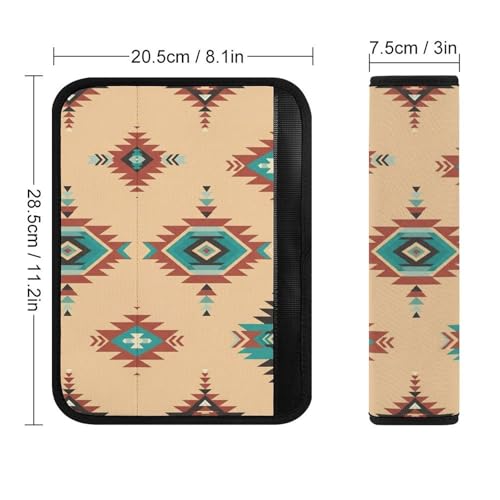 2 Piece Geometric Tribal Red Teal White Aztec Car Seat Belt Pad Breathable Seat Belt Cushion for Child, Stroller Pushchair High Chair, Easy Install (No Tool) - color: Pattern 30
