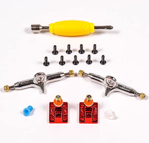 Fingerboard Trucks with Upgraded Urethane Bushings and Pivot Cup,34mm 32mm Width,Normal Kingpin (Red, 32mm) - color: Red, size: 32mm