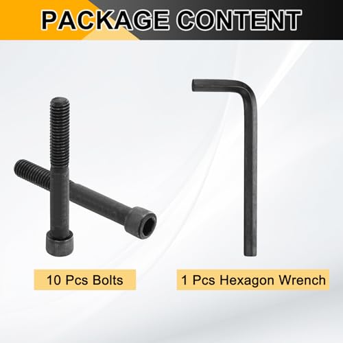 PATIKIL 3/8"-16 x 2-3/4 Socket Head Cap Screws Bolts, 10Pcs Carbon Steel Hex Head Metric Screws for Door Road Bicycle Mountain Bike Auto Ship Communication Equipment, Black - size: 3/8"-16 x 2-3/4