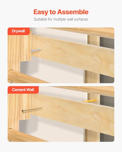 VEVOR Swedish Ladder Wall Gym, 8-in-1 12-Level Solid Wood Gymnastic Stall Bars for Kids Adults, 220LBS Indoor Jungle Gym Playset with Climbing Board, Gym Rings, Pull-Up Bar, Wall Ladder, Slide, Swing - style: 12-Level 8-in-1