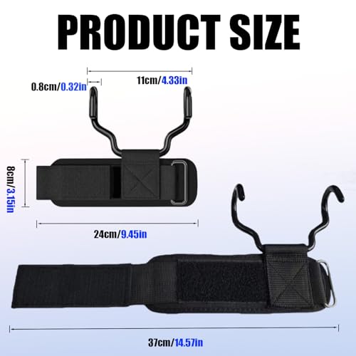 Weight Lifting Hooks, Upgrade Weightlifting Grip Hooks, Heavy Duty Lifting Wrist Straps for Pull-Ups, Strength Training and Deadlifts, Wrist Strap Hook for Men and Women - color: Black