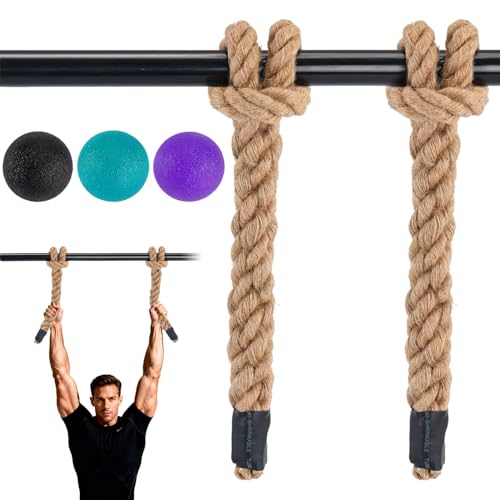 Rope Grips for Pull Ups | Handmade Heavy Duty Jute Rope, 2 Inch Thick, Durable Grip Strength Training for Gym and Home Workout