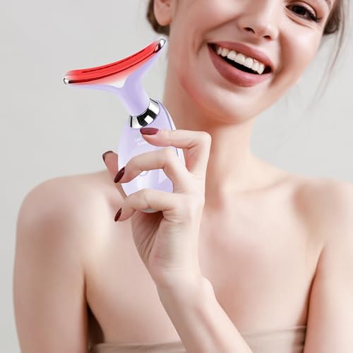 Facial Massager Red-Light-Therapy-for-Face and Neck, Face 𝖲 culpting Wand with 7 Color (Light Purple) - color: Light Purple