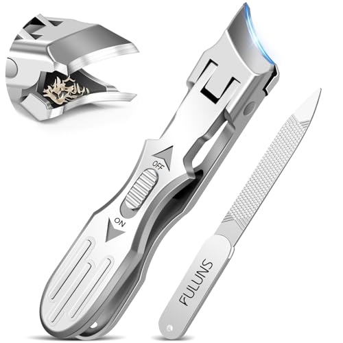 Nail Clippers for Men Thick Nails, Heavy Duty Slanted Toenail Clippers for Seniors Ingrown Toenails with Safety Lock, Large Fingernail Clipper Long Handle Nail Cutter Gifts for Men Women Adults - style: Silver Slanted Nail Clippers