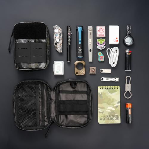 TACTICAL GEEK EDC Compact Waist Pocket Pouch, Multi-Purpose Molle EDC Pouch Gadget Organizer (E2.0-Black Camo) - color: E2.0-Black Camo