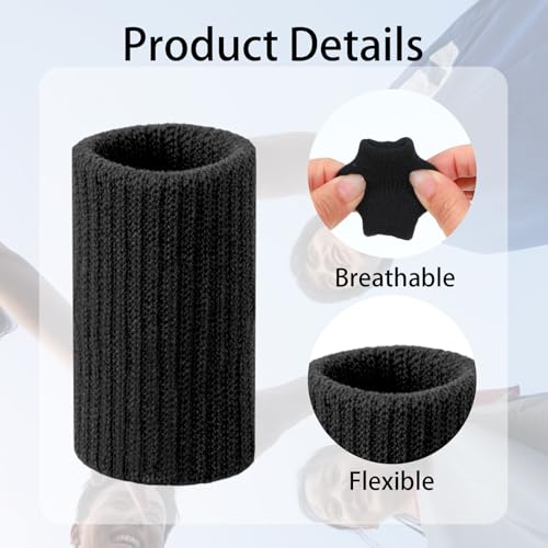TIESOME 20 Pcs Finger Sleeves for Arthritis, Black | Elastic Finger Compression Sleeves Thumb Splint Support, Breathable Pain Relief Protector for Tendon, Joint and Arthritis