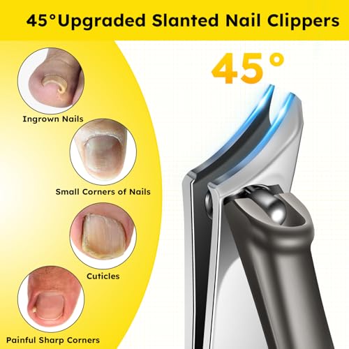 Nail Clippers for Seniors, Heavy Duty Ingrown Toenail Clippers with Long Handle，Angled Head Large Toe Nail Clippers and Slanted Nail Cutter for Thick Nail for Men Women Pregnant Elderly 6Pcs - size: Angled Head 6pcs