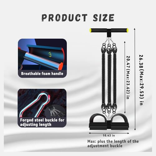 Multifunction Tension Rope Set,Upgraded Smart Stirrup Puller Adjust Sit Up Bar-Pedal Puller Tensioner Workout Bands Resistance with Abdomen/Waist/Leg/Hips/Chest/Back