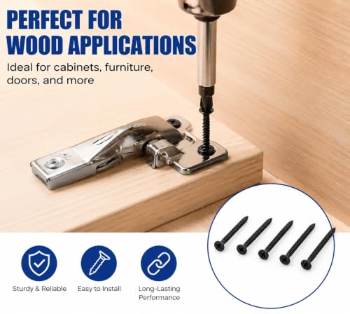 #6x15-3/4 Wood Screws 130pk Self-Tapping Rust Resistant | Reusable Storage Case | No Pre-Drilling Needed | Ideal for DIY Furniture & Drywall | Premium Anti-Rust Coating - color: Black 130 pcs