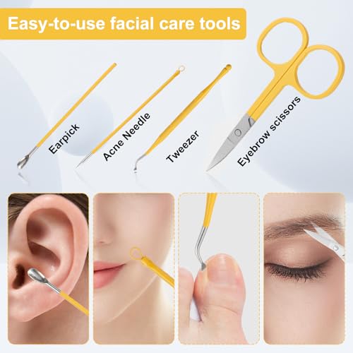 Manicure Pedicure Set - Nail Clippers Toenail Clippers Kit,Professional Manicure Kit Pedicure Kit,Nail Care Kit with,Travel Case, Set of 12 - color: Yellow