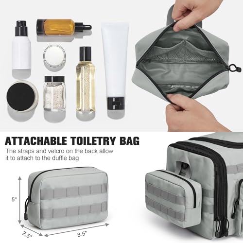 G4Free 3-in-1 Expandable Duffle Bag for Travel Gym, Large Duffel Backpack | 45L to 55L, with Shoes Compartment & Wet Pocket, for Men Women, Grey - color: Grey