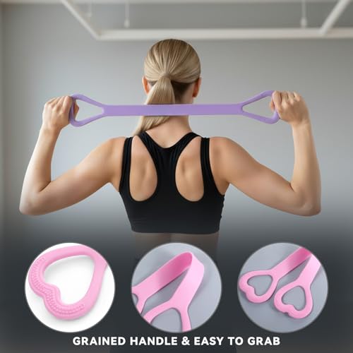 2 Pcs Figure 8 Resistance Bands with Handles Body Exercise Bands Training Elastic Ropes Portable Arm Back Shoulder Training Equipment for Home Gym Working Out Yoga Pilates Chest