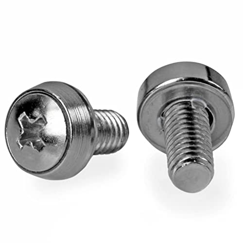 StarTech 100-Pack M6 12mm Mounting Screws, Nickel-Plated, 19in & 10in, TAA | Fits cabinets and enclosures, Mounts servers and AV gear, GSA Schedule purchases - color: Silver, size: 100-pack, style: Screw only
