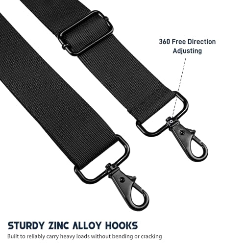 72 inch Shoulder Strap, Universal Replacement Adjustable Laptop Bag Shoulder Strap with Buckles and Metal Hooks for Briefcase Laptop Messenger Bag, Crossbody Bag, Luggage/Duffel, Black