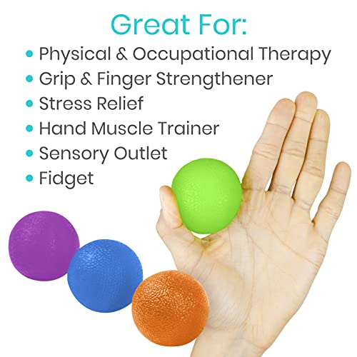 Vive Squeeze Balls for Hand Therapy, Exercise, Arthritis (w/Rehab Video App) - Grip Strengthener Occupational Equipment for Finger, Wrist, Carpal Tunnel, Pain Relief