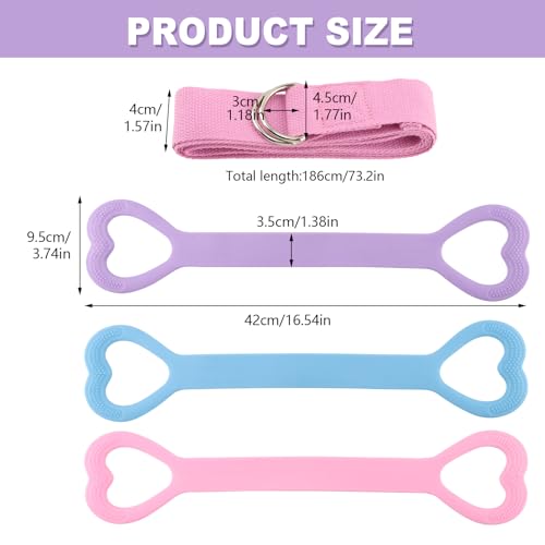 ‌Figure 8 Resistance Bands for Women & Men - 3 Levels (15lb/25lb/35lb) Silicone Workout Bands for Arms, Back, Shoulder Toning & Posture Correction - Portable Home Gym/Yoga (Pink+Blue+Purple)