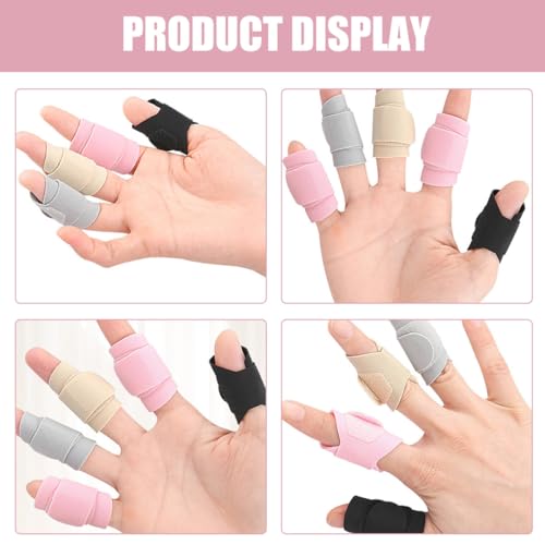 TEHAUX Reusable Finger Protector Sleeves 4 Pairs Adjustable Hook and Loop Finger Support Bands for Sports Compression Splints Universal Fit