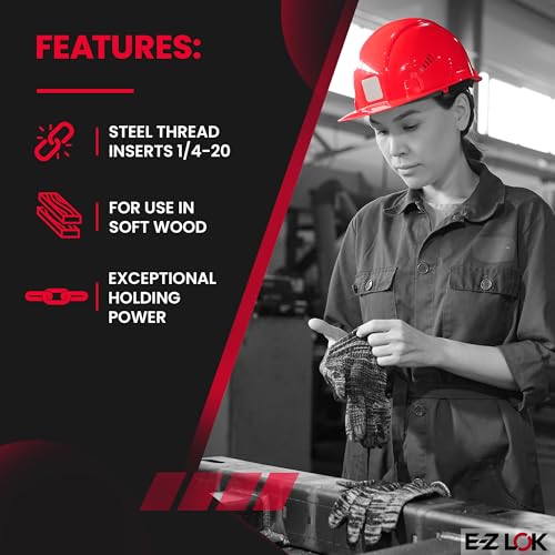E-Z LOK Threaded Inserts for Wood, Repair Installation Kit, Includes Steel Hex Drive Flanged Thread Inserts, 1/4-20 Internal Thread, 15mm Length, Drill, Installation Tool - style: 1/4-20 Internal Thread