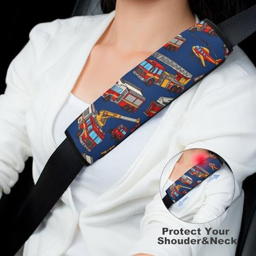 1 Pair Universal Soft and Comfortable Seat Belt Shoulder Pad for Kids, Stroller Pushchair High Chair, Fire Truck Firefighter Engine Blue Fireman Shoulder Protector, Anti-Slip Pad - color: Pattern 486