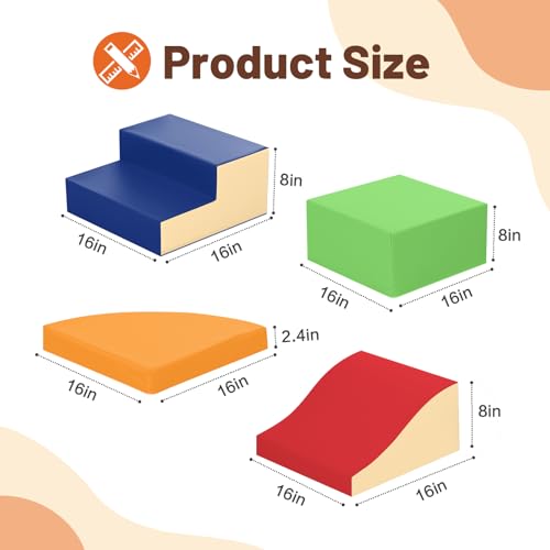 TODIBY 4-Piece Soft PU Leather Toddlers Climbing Toys, Foam Climbing Blocks for Toddlers, Baby Play Set Foam Climb Structures for Toddler 3+, Indoor Crawl Activity Play Gym - style: Classic