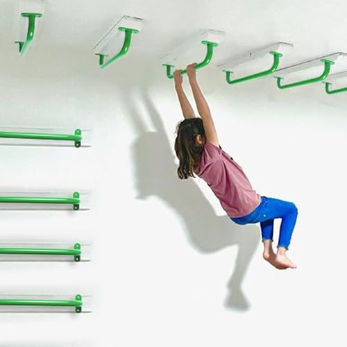 Purife17.2 Inch Metal Green Playground Handles Pack of 4- Outdoor Swing Sets Safety Handles - Playset Grab Bar, Indoor Kids Climbing Monkey Bars for Playhouse, Treehouse, Jungle Gym - color: Green-4pack