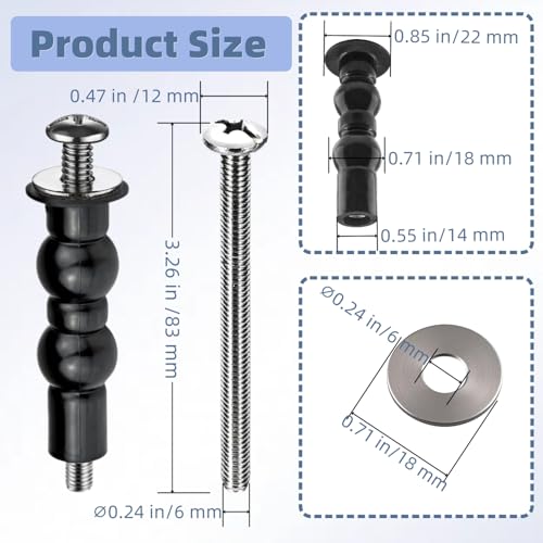 Toilet Seat Screws Replacement Kit - Universal Compatibility with TOTO, American Standard, Kohler & More - Top Mount Hinges, Expanding Rubber Toilet Seat Bolts with Stainless Steel Hardware - 4 Pack - style: Long style fits 14-19mm holes