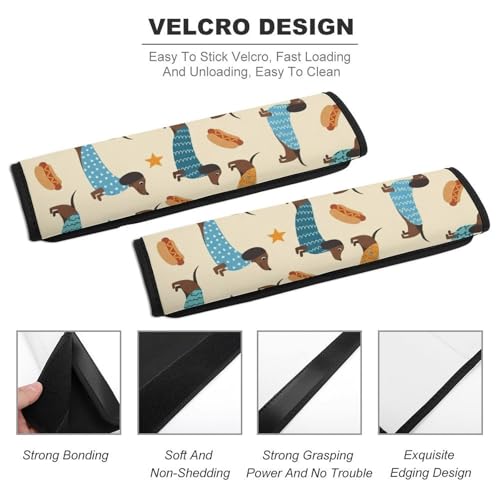 Universal Soft and Comfortable Car Seat Straps Shoulder Pads for Adult Use, Stroller Pushchair High Chair, 2PCS Sausage Dog Dachshund Beige Harness Pads Strap - color: Pattern 35