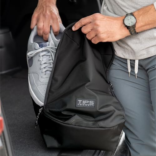 TIPS Transit Shoe Pod by Blue Tees Golf – Water Resistant, Ventilated and Padded Shoe Storage for Shoes up to Size 15, Durable Nylon with Padded Carry Handle and Ventilation Panel