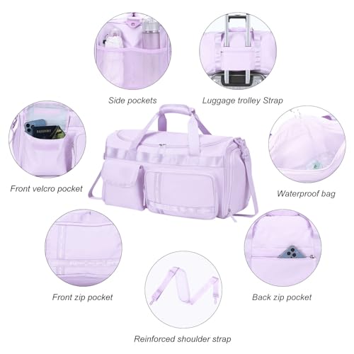 MAXTOP Gym Bag for Women Men Travel Duffle Bag Large Capacity Carry On Weekender Overnight Bag With Shoe Compartment Gym Tote Dry Wet Separation Duffel Bag for Travel - color: Purple, style: Gym Bag