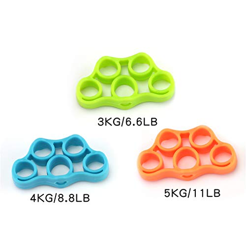 3PCS Finger Stretcher Resistance Bands Strength Trainer for Forearm Exercise Guitar Finger Strengtheners Rock Climbing 6.6 8.8 11 Pounds - color: Style 1-1