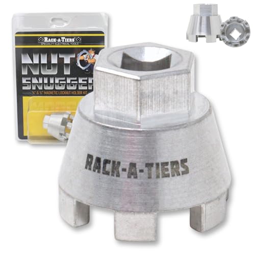 Rack-A-Tiers Nut Snugger Kit: 1/2" & 3/4" Magnetic Locknut Holders, Locknut Wrench, Conduit Locknut Wrench, Electrical Lock Nut Tool (80090)