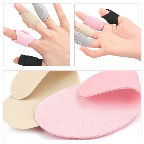 TEHAUX Reusable Finger Protector Sleeves 4 Pairs Adjustable Hook and Loop Finger Support Bands for Sports Compression Splints Universal Fit
