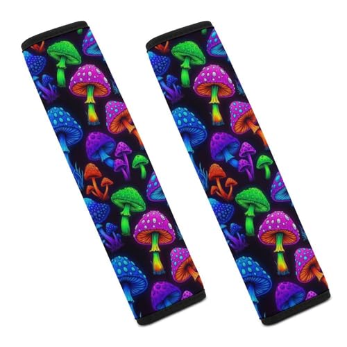 Universal Soft and Comfortable Seat Belt Cover for Adults and Children, Most Cars, 2 Pack Trippy Mushrooms Seat Belt Covers Cushion Neck and Shoulder Support - color: Pattern 775